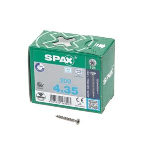 Spax Spaanplaatschroef platverzonken kop RVS T-Star T20 voldraad 4.0x35mm (per 200 stuks)