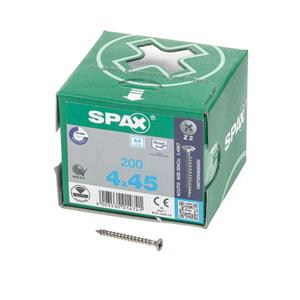Spax Spaanplaatschroef platverzonken kop RVS pozidriv 4.0x45mm (per 200 stuks)