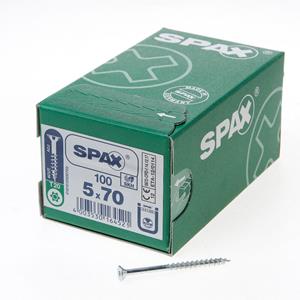 Spax Spaanplaatschroef platverzonken kop verzinkt T-Star T20 deeldraad 5.0x70mm (per 100 stuks)