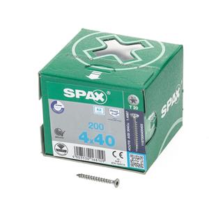 Spax Spaanplaatschroef platverzonken kop RVS T-Star T20 deeldraad 4.0x40mm (per 200 stuks)