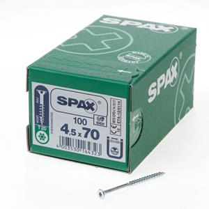 Spax Spaanplaatschroef platverzonken kop verzinkt T-Star T20 deeldraad 4.5x70mm (per 100 stuks)