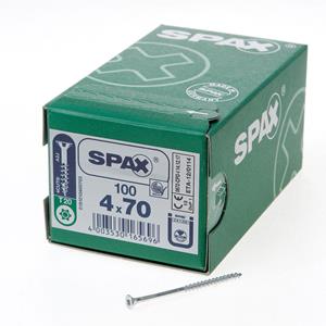 Spax Spaanplaatschroef platverzonken kop verzinkt T-Star T20 deeldraad 4.0x70mm (per 100 stuks)