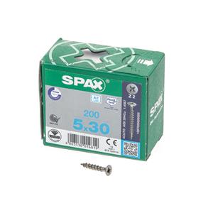 Spax Spaanplaatschroef platverzonken kop RVS pozidriv 5.0x30mm (per 200 stuks)