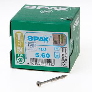 Spax Spaanplaatschroef lenskop roestvaststaal pozidrive 5.0 x 60mm