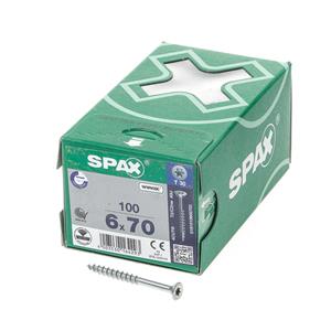 Spax Spaanplaatschroef platverzonken kop verzinkt T-Star T30 deeldraad 6.0 x 70mm