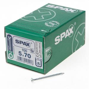 Spax Spaanplaatschroef platverzonken kop verzinkt T-Star T20 5.0x70mm (per 100 stuks)