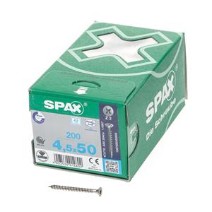 Spax Spaanplaatschroef platverzonken kop RVS pozidriv 4.5x50mm (per 200 stuks)