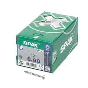 Spax Spaanplaatschroef platverzonken kop verzinkt T-Star T30 6.0x60mm (per 100 stuks)