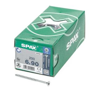 Spax Spaanplaatschroef platverzonken kop verzinkt T-Star T30 deeldraad 6.0x90mm (per 200 stuks)