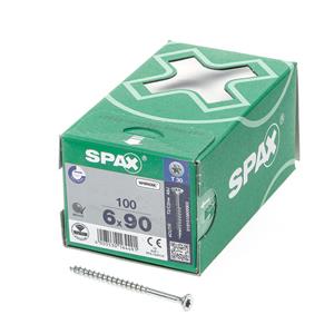 Spax Spaanplaatschroef platverzonken kop verzinkt T-Star T30 deeldraad 6.0 x 90mm