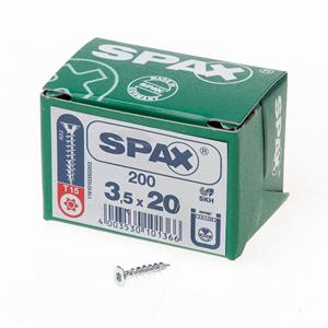 Spax Spaanplaatschroef platverzonken kop verzinkt T-Star T15 3.5x20mm (per 200 stuks)