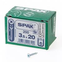 Spax Spaanplaatschroef platverzonken kop verzinkt pozidriv 3.5x20mm (per 200 stuks)