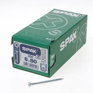 Spax Spaanplaatschroef platverzonken kop verzinkt pozidriv 6.0x80mm (per 200 stuks)