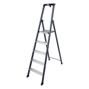 KRAUSE Trapladder, geanodiseerd, 5 treden