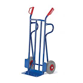 Sackkarre -964- mit Rückwand aus Flachstahl 1250mm hoch Schaufelbreite 400mm Luftbereifung - Rollcart