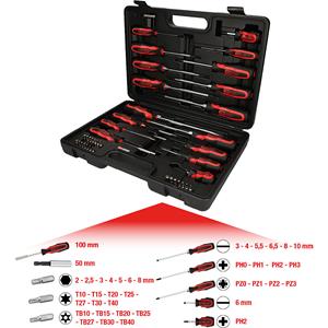 KS Tools ERGOTORQUEplus Schraubendreher- und Bit-Satz 2-Komponentengriff 39 Teile, VE 2 Stk