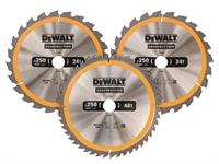 Dewalt DT1963-QZ 3-delige Cirkelzaagbladen Set 250x30mm 2x24Tands 1x48Tands