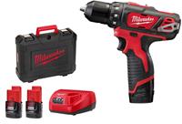 Milwaukee M12 BDD-202C 12V Li-Ion accu boor-/schroefmachine set (2x 2.0Ah accu) in koffer