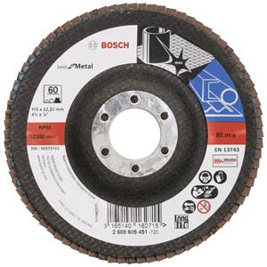 Bosch Fächerschleifscheibe X571, Best For Metal, Gewinkelt, 115 X 22,23 Mm, 60, Glas