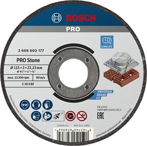 Bosch Trennscheibe Gerade Standard For Stone C 30 S Bf, 115 Mm, 22,23 Mm, 3,0 Mm