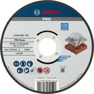 Bosch Trennscheibe Gerade Standard For Stone C 30 S Bf, 125 Mm, 22,23 Mm, 3,0 Mm