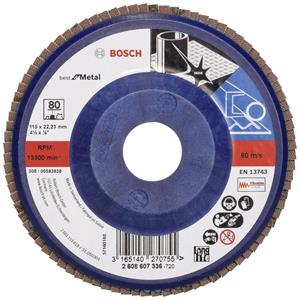 Bosch Fächerschleifscheibe X571 Best for Metal, gerade, 115 mm, 80, Kunststoff