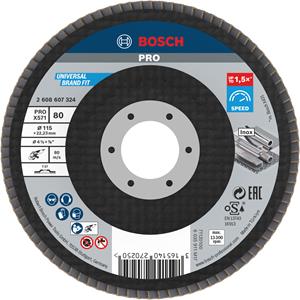 Bosch Fächerschleifscheibe X571, Best for Metal, gerade, 115 mm, 22,23 mm, K80