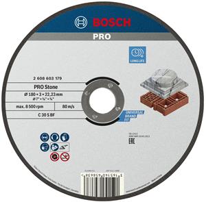 Bosch Trennscheibe Gerade Standard For Stone C 30 S Bf, 180 Mm, 22,23 Mm, 3,0 Mm