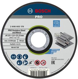 Bosch Trennscheibe Gerade Standard For Inox Wa 60 T Bf, 115 Mm, 22,23 Mm, 1,6 Mm