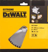 DeWalt DT1087 Extreme Cirkelzaagblad - 165 x 20 x 54T - Trespa / Corian / Laminaat