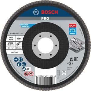 Bosch Fächerschleifscheibe X571 Best for Metal, gerade, 125 mm, 120, Glasgewebe