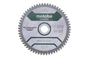 Metabo 628066000 Multi Cut Cirkelzaagblad - 216 x 30 x 60T - Hout / Epoxy / Aluminium / Kunststof