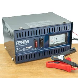 Ferm BCM1021 Acculader 6/12V, Starthulp, druppellading, Overbelasting, kortsluiting, verkeerd aansluit beveiliging, Incl klem