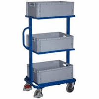 VARIOfit Beistellwagen inklusive Kunststoffkisten mit 3 offenen Böden,starr 610x410mm