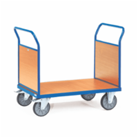 FETRA Platformwagen met 2 gesloten duwbeugels 2523 - met wanden van hout - Laadvlak 1.200 x 800 mm