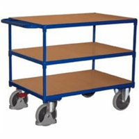VARIOfit Schwerer Tischwagen mit Schiebegriff und 3 Ladeflächen 1200x800mm