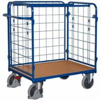VARIOfit Paket-Dreiwandwagen, niedrig, seitlich vergittert Ladefläche 1000x700mm