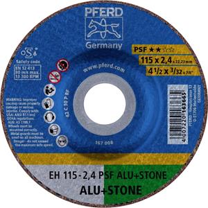 PFERD EH 115-2,4 PSF ALU+STONE 61830122 Doorslijpschijf gebogen 115 mm 25 stuk(s) Aluminium, Non-ferrometaal, Titanium, Titaniumlegering, Gietijzer, Duroplast,