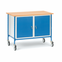 Fetra Rolltisch mit Boden aus Holz und Stahlschrank