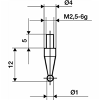 Messeinsatz D.1mm Kugel Stahl Gewinde M2,5 f.Messuhren - KÄFER MESSUHRENFABRIK