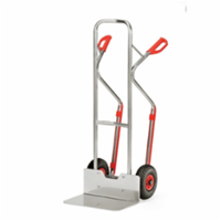 Fetra Alukarre mit Luftbereifung Höhe 1300 mm Schaufelbreite 480 mm mit Kunststoff-Gleitkufen