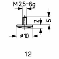 Messeinsatz D.10mm gewölbt Radius 15 Stahl Gewinde M2,5 f.Messuhren - KÄFER MESSUHRENFABRIK