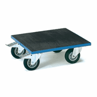 FETRA Rolplateau KF 61 G - rubber - 400 kg, met houten platform met geribbelde rubbermat - Laadvlak 600 x 600 mm