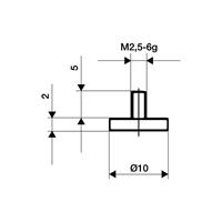 Messeinsatz D.10mm plan Stahl Gewinde M2,5 f.Messuhren - KÄFER MESSUHRENFABRIK