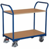VARIOfit Tischwagen mit 2 gebogenen Schiebegriffen und 2 Ladeflächen 850x500mm