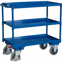 VARIOfit Tischwagen mit Wanne, Schiebegriff und 3 Ladeflächen 845x495mm