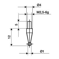 Messeinsatz D.3mm Kugel HM Gewinde M2,5 f.Messuhren - KÄFER MESSUHRENFABRIK