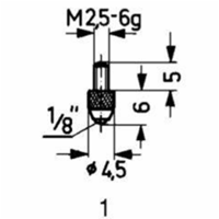 Messeinsatz L.6mm Kugel Stahl Gewinde M2,5 f.Messuhren - KÄFER MESSUHRENFABRIK