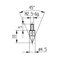 Messeinsatz Kegel 45Grad Stahl Gewinde M2,5 f.Messuhren - KÄFER MESSUHRENFABRIK