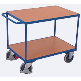 VARIOfit Schwerer Tischwagen mit Schiebegriff und 2 Ladeflächen 1200x800mm